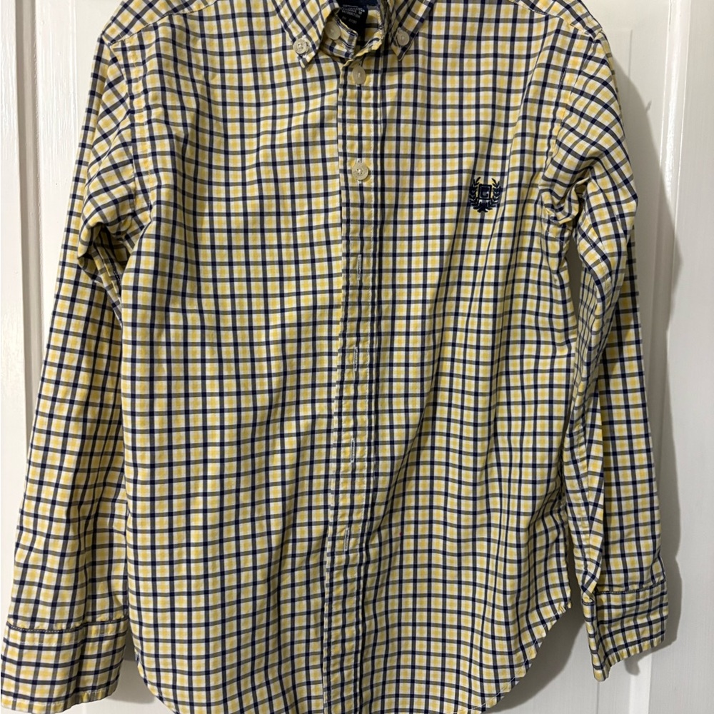 Chaps Yellow and Blue Plaid Kid Shirt